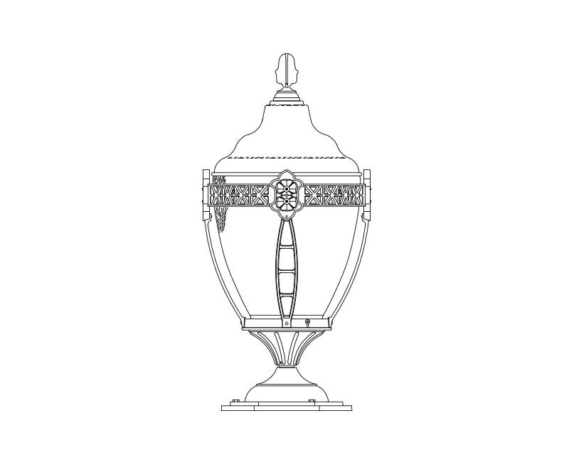 Grosse Pointe, Medium Fluorescent, aluminum, Pier Mount, Clear polycarbonate, (1) 42W CFL, 120V